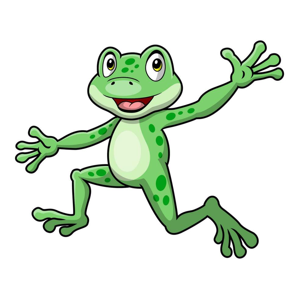 mignon, grenouille, dessin animé, blanc, fond vecteur