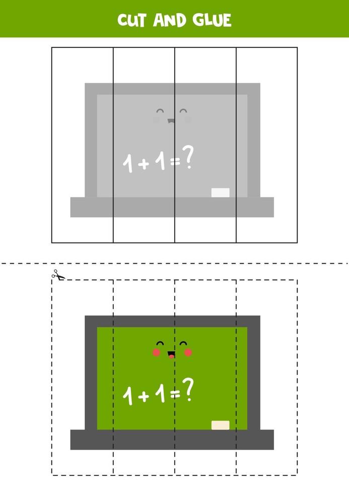 jeu de découpe et de colle pour les enfants. jolie commission scolaire verte. vecteur