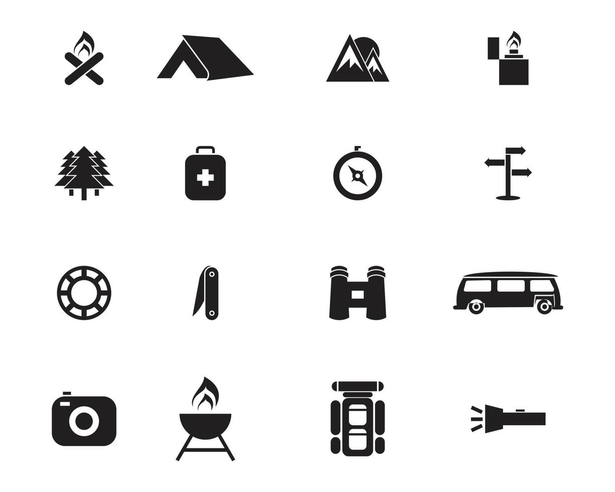 ensemble d'icônes vectorielles de camping vecteur