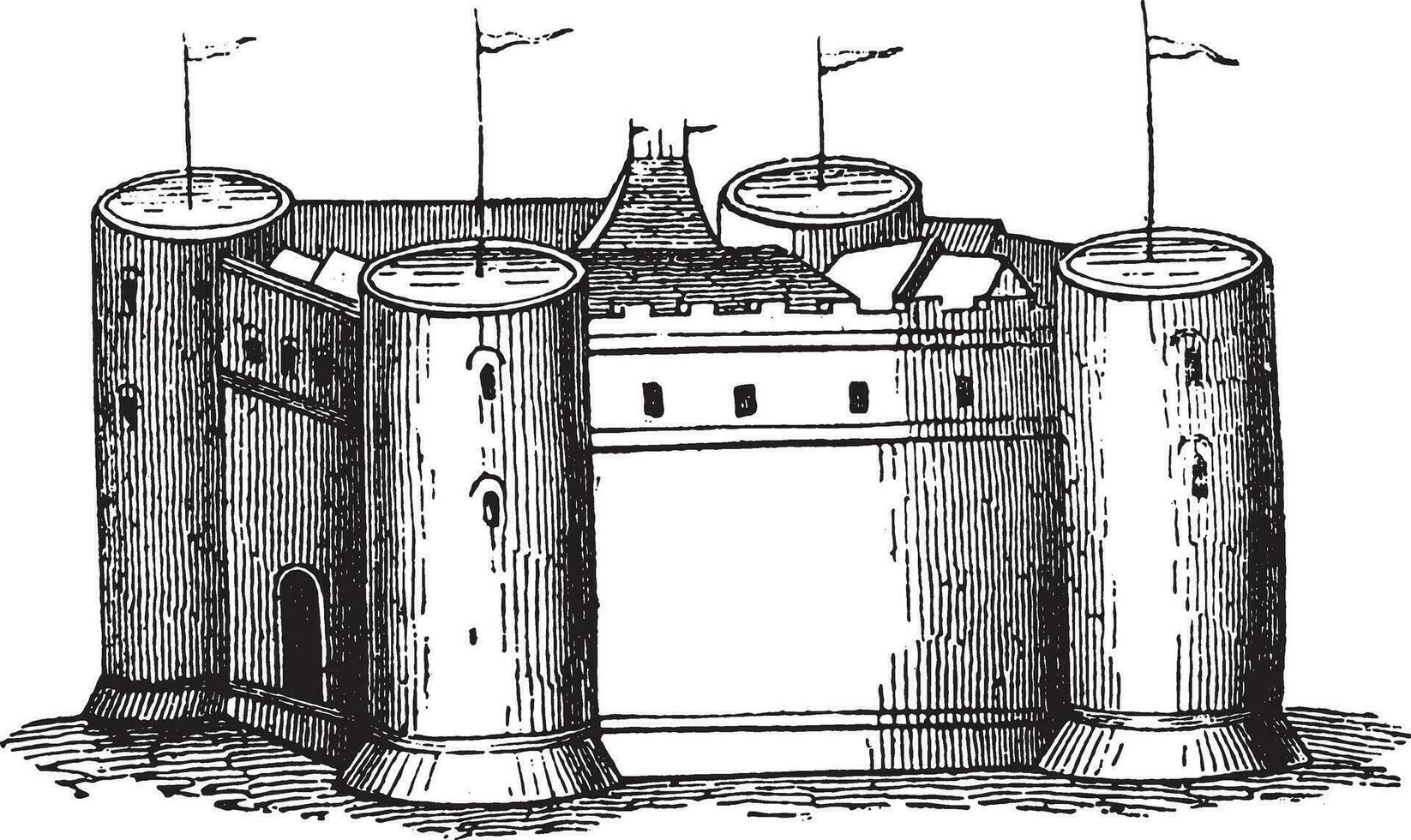 Château de Saint Malo, ancien gravure. vecteur