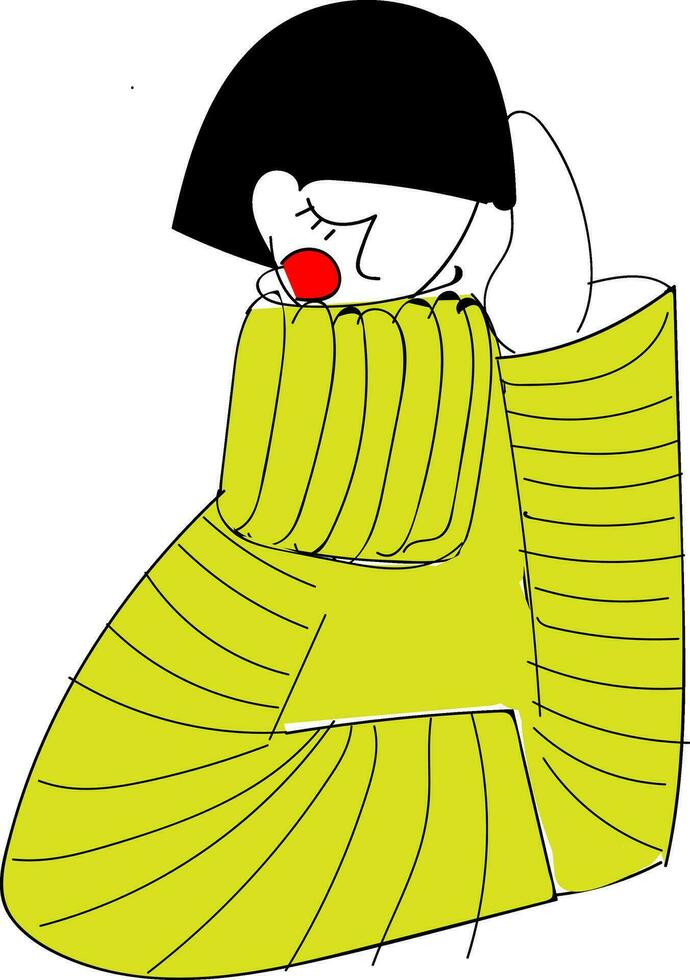 fille portant Jaune tricoté chandail de base rgb vecteur sur blanc Contexte