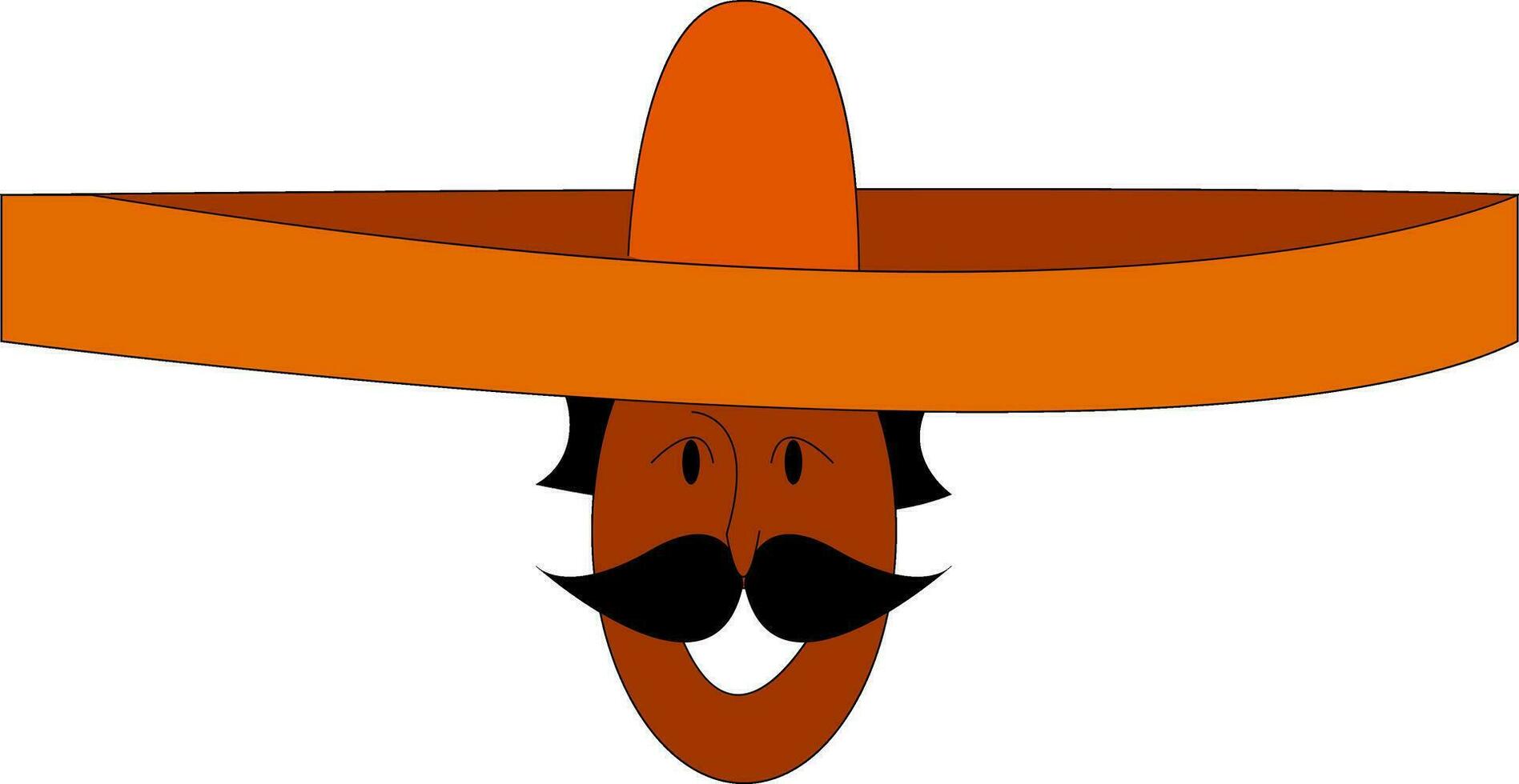 vecteur illustration sur blanc Contexte d'un souriant mexicain avec une gros Orange sombrero