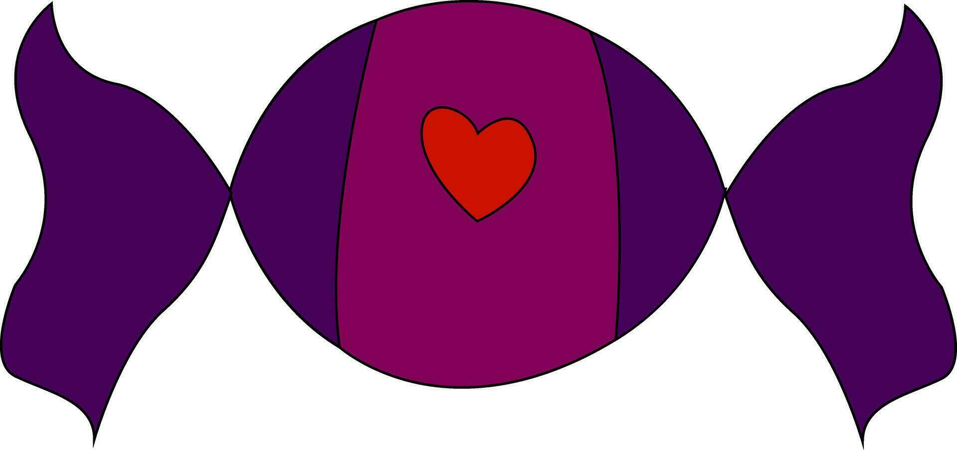 violet et violet bonbons avec rouge cœur vecteur illustration sur blanc Contexte