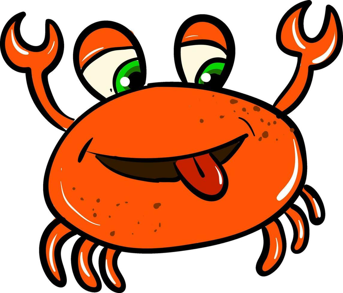 vecteur illustration de marrant Orange souriant Crabe sur blanc Contexte