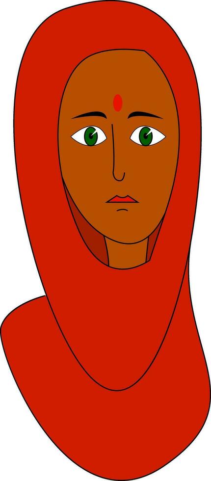 Indien femme dans rouge vecteur illustration sur blanc Contexte