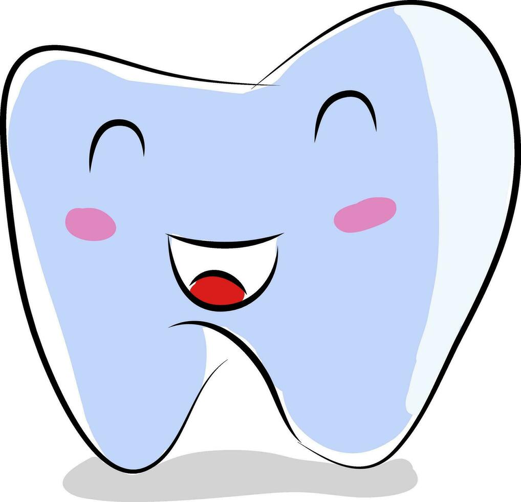 dessin animé de une souriant dent vecteur illustration sur blanc Contexte
