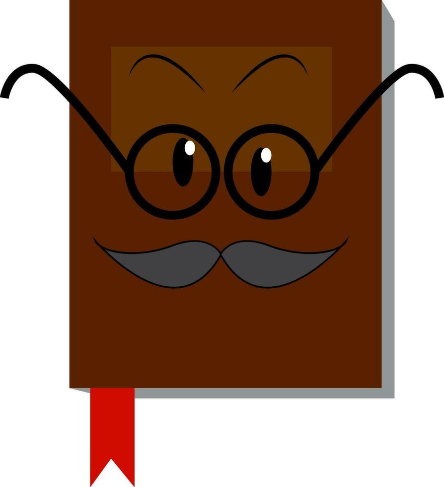 marron livre avec moustache et des lunettes illustration impression vecteur sur blanc Contexte