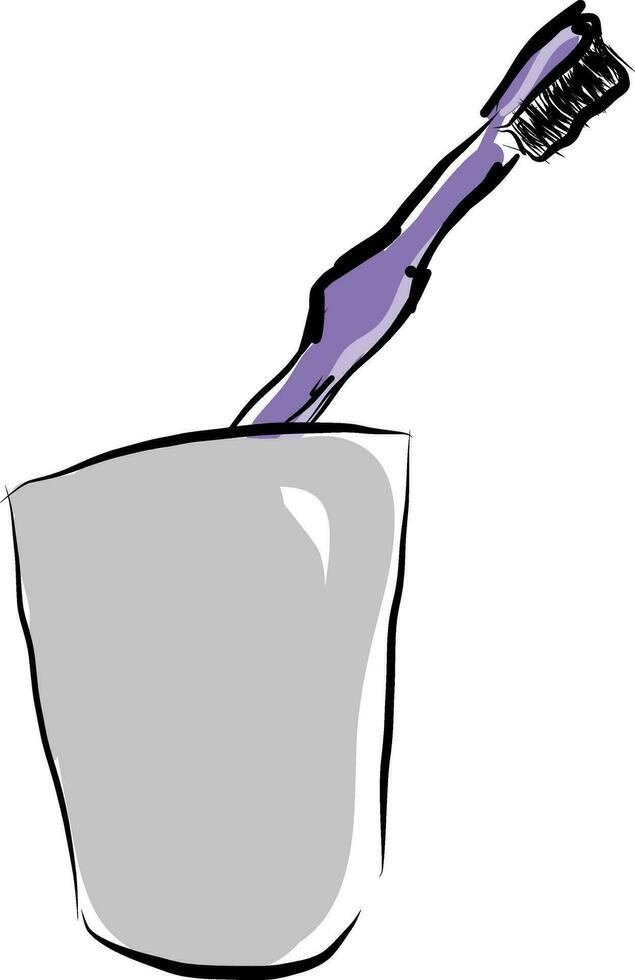 une violet brosse à dents dans une verre vecteur ou Couleur illustration