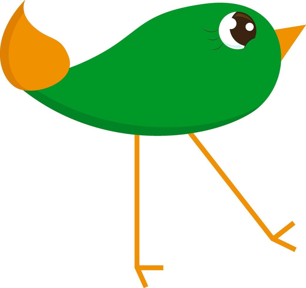 une petit vert oiseau avec longue jambes regards mignonne vecteur ou Couleur illustration