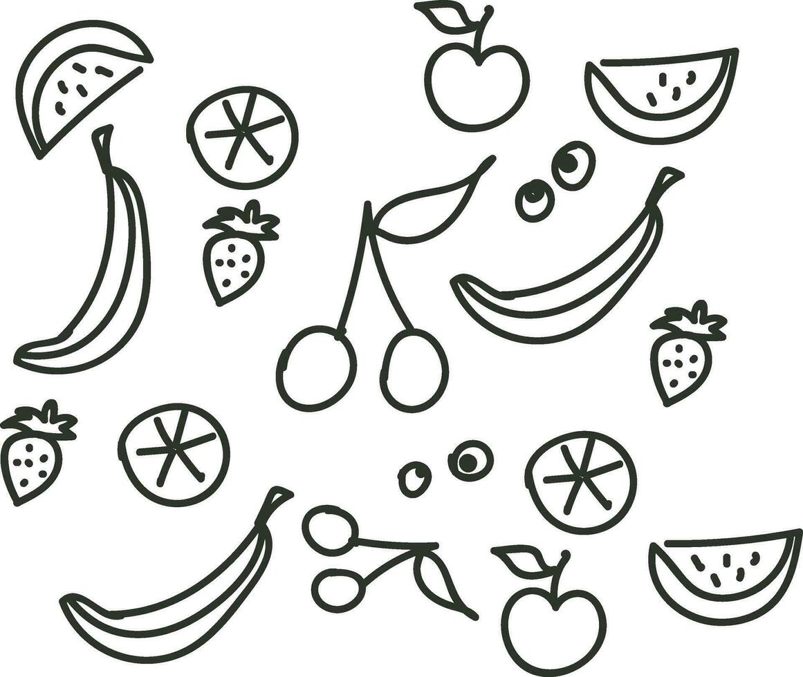 fruit accident vasculaire cérébral ligne main tiré conception, illustration, vecteur sur blanc Contexte.