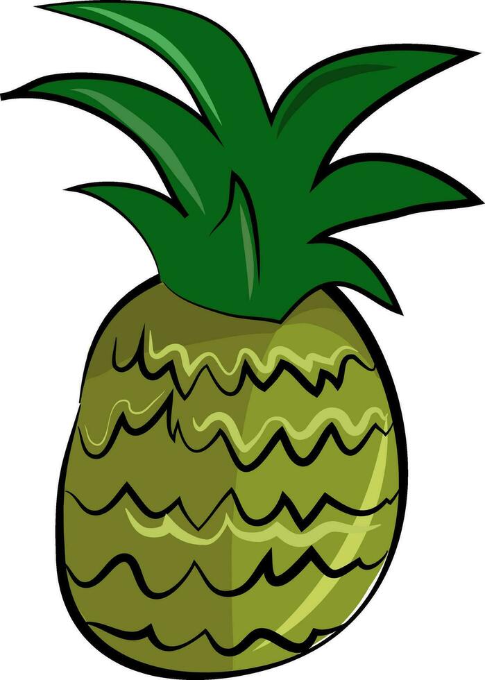 une ananas fruit avec ses fort vert pousse vecteur Couleur dessin ou illustration