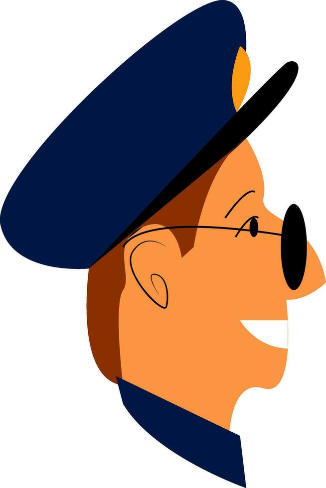 une policier dans le sien uniforme et portant une lunettes de soleil est souriant vecteur Couleur dessin ou illustration