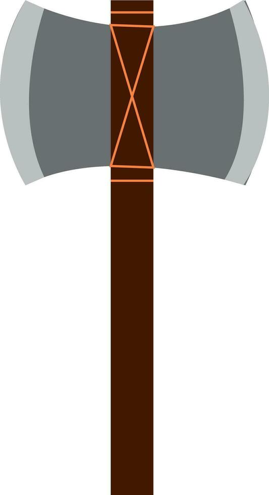 une double à tête métal hache arme avec en bois manipuler vecteur Couleur dessin ou illustration