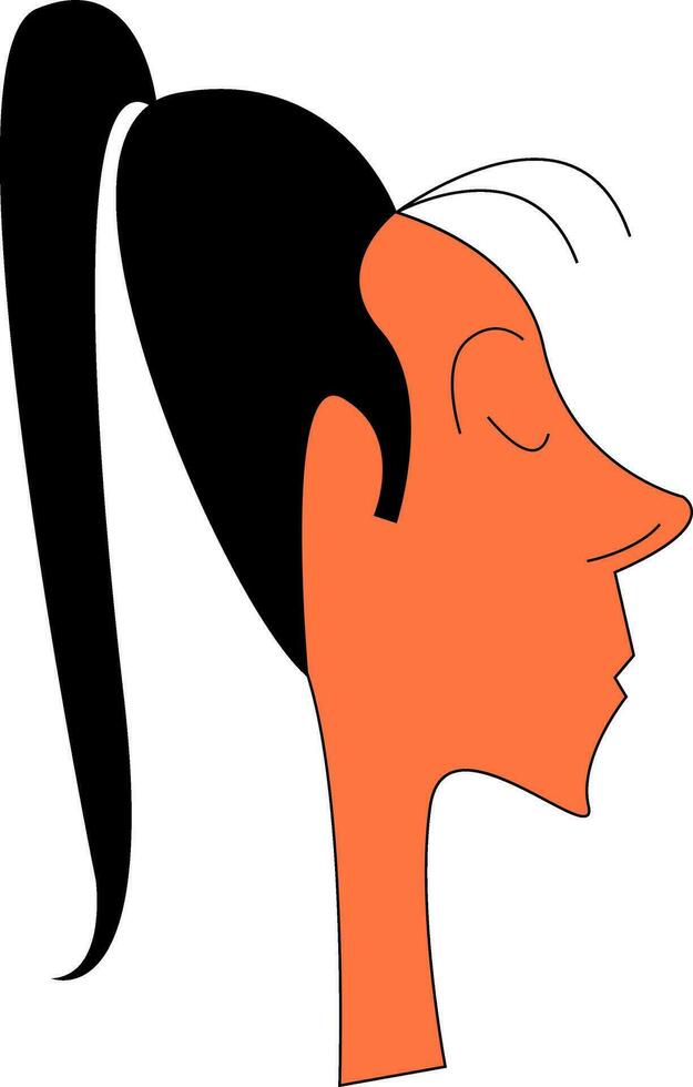 portrait de fille avec longue noir queue de cheval cheveux style vecteur Couleur dessin ou illustration
