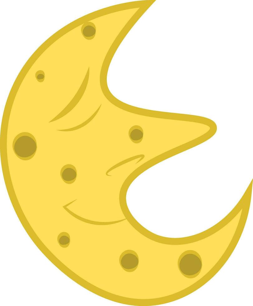 emoji de une Jaune arc en forme de lune connu comme croissant lune avec ses yeux fermé vecteur Couleur dessin ou illustration