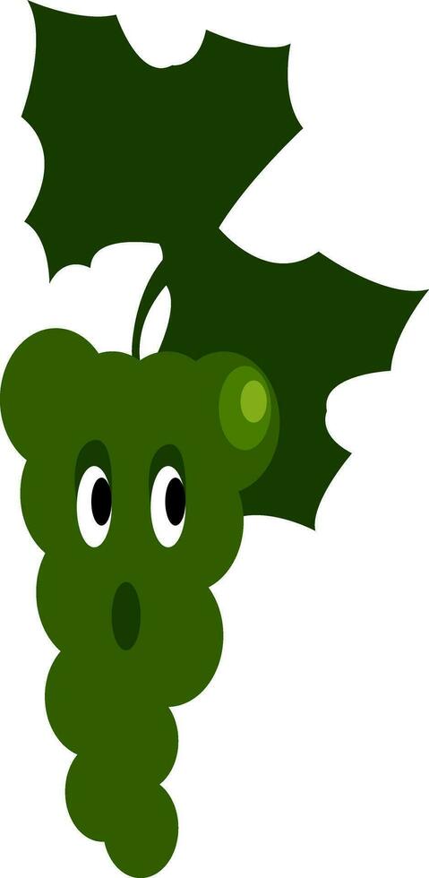 emoji de une vert grain de raisin vigne avec une surpris Regardez vecteur Couleur dessin ou illustration