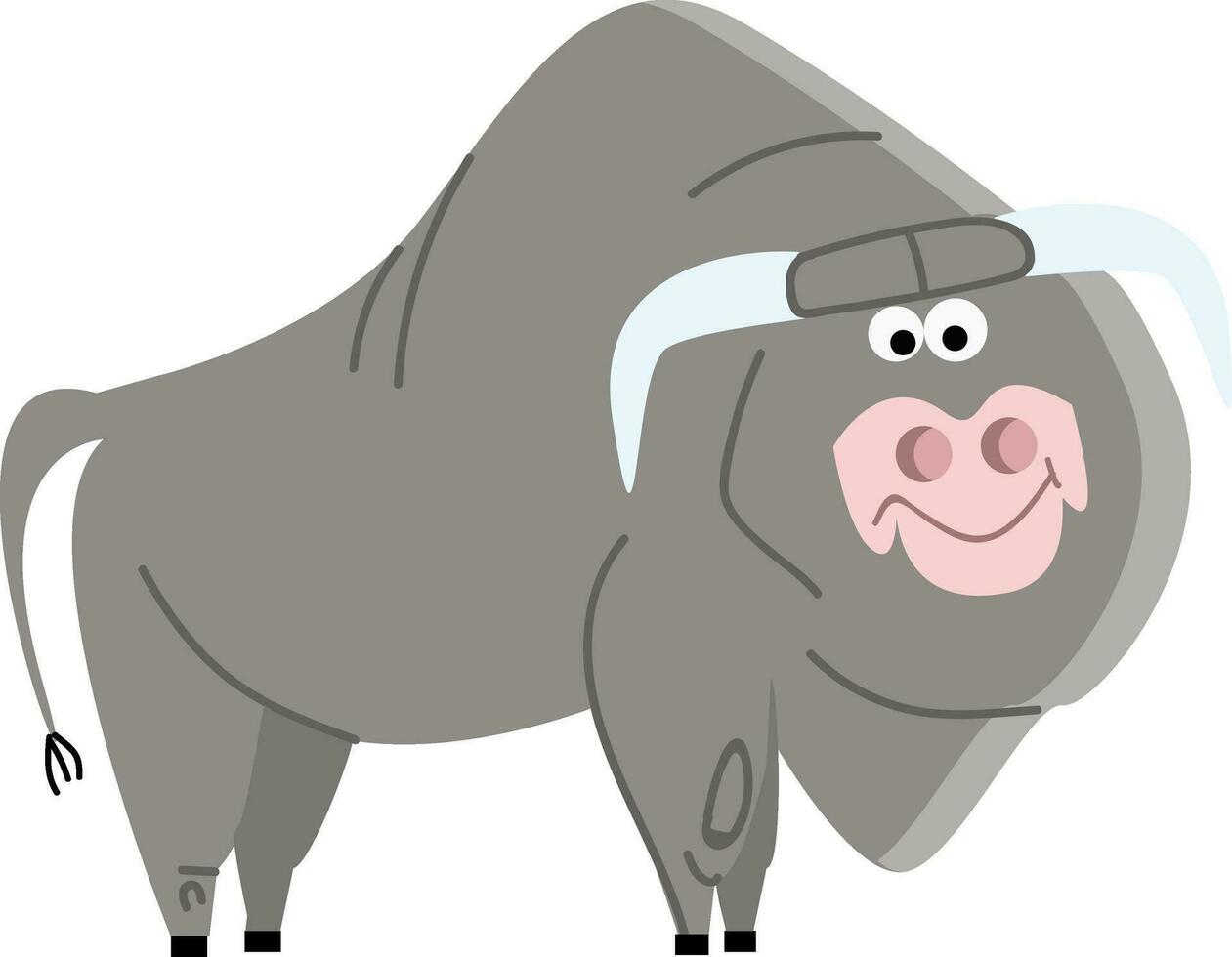 une gros taureau avec longue cornes avec souriant yeux et une vaste fermé sourire vecteur Couleur dessin ou illustration