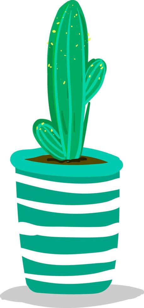 une grand cactus plante avec petit bras planté dans une décoratif pot fournit supplémentaire style à le espace occupé vecteur Couleur dessin ou illustration