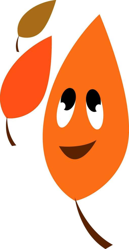 vecteur de feuille heureuse de couleur orange ou illustration de couleur