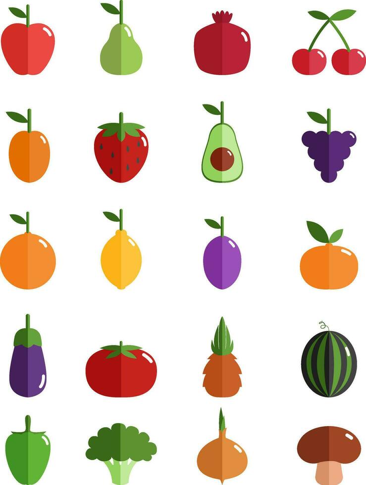 en bonne santé des fruits, illustration, vecteur sur blanc Contexte.