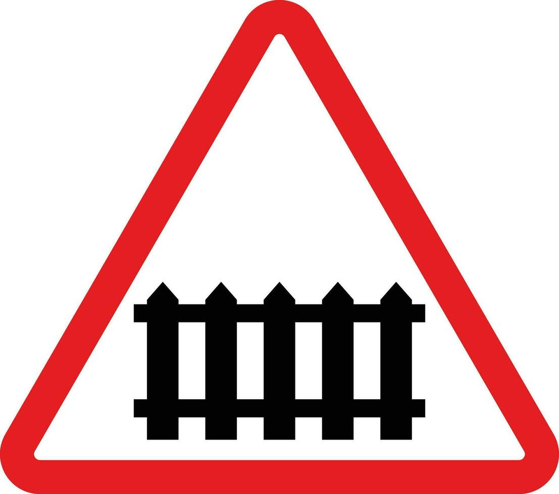 rail route traversée signe avec une barrière . avertissement circulation signe . vecteur