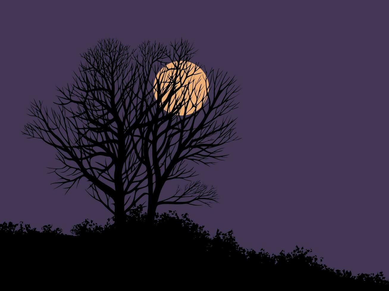 arbre silhouette contre le plein lune vecteur