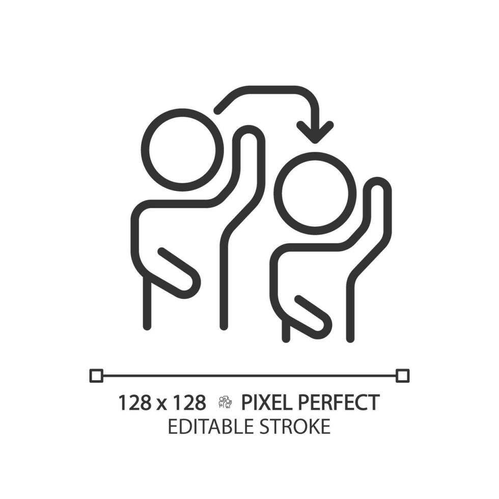 2d pixel parfait modifiable noir imitation icône, isolé Facile vecteur, mince ligne illustration représentant psychologie. vecteur