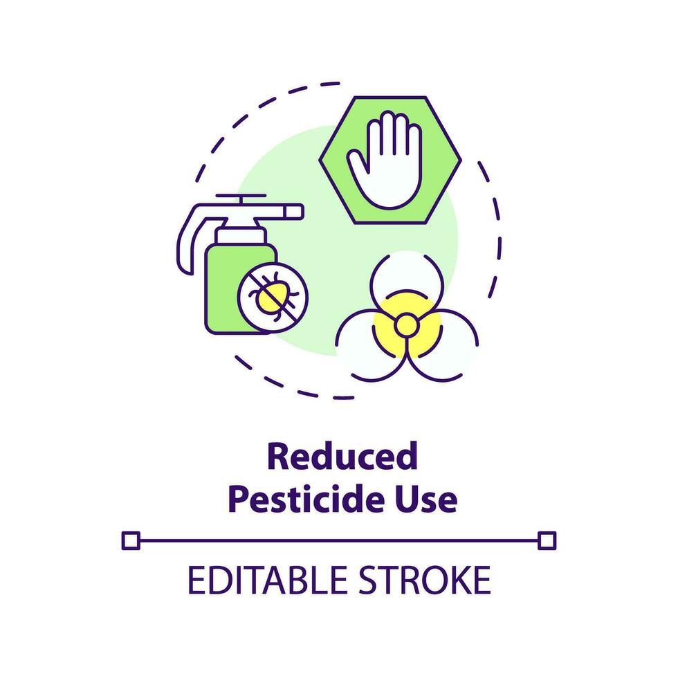 2d modifiable multicolore réduit pesticide utilisation icône, Facile isolé vecteur, intégré ravageur la gestion mince ligne illustration. vecteur