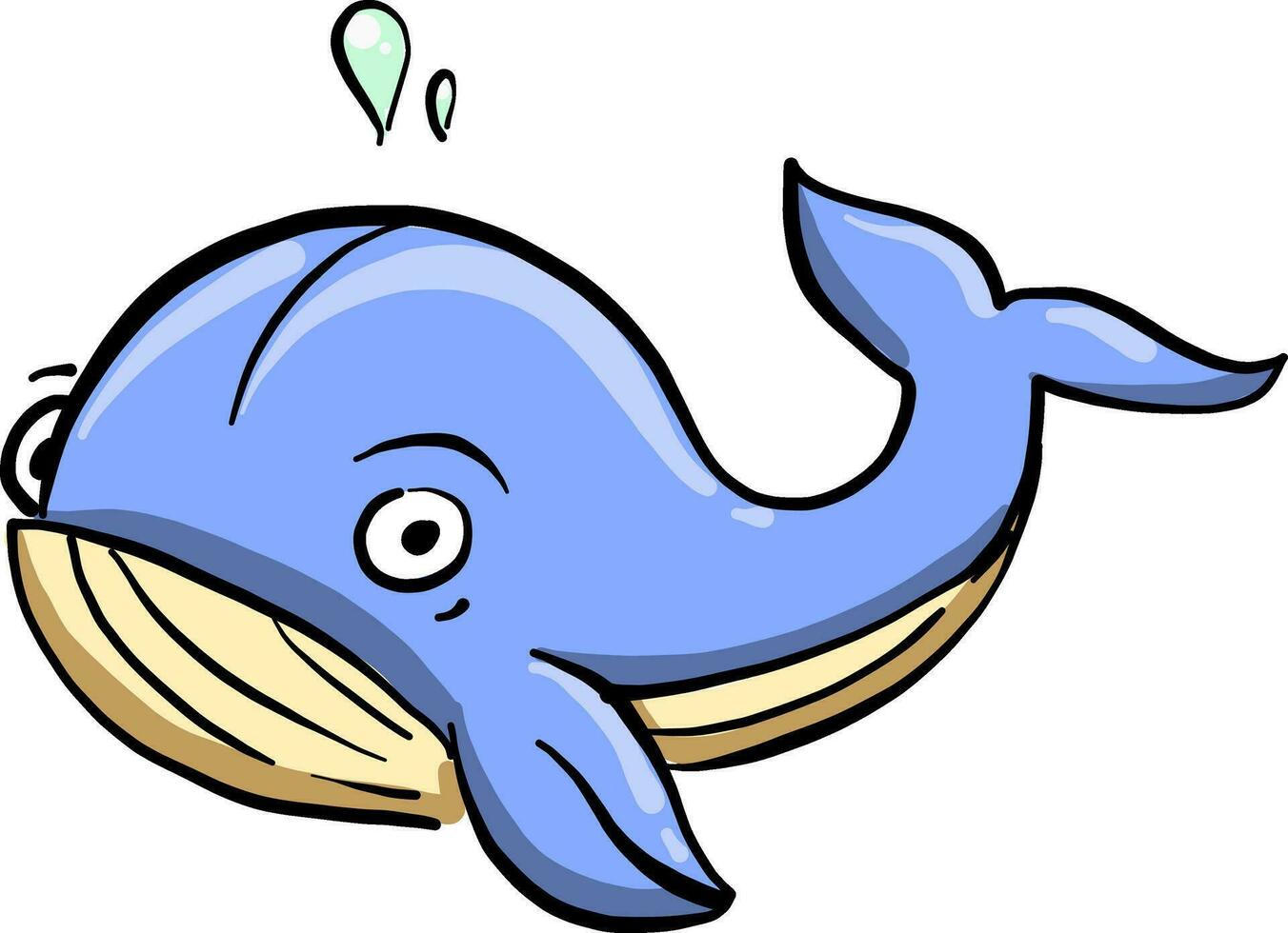 baleine bleue, illustration, vecteur sur fond blanc