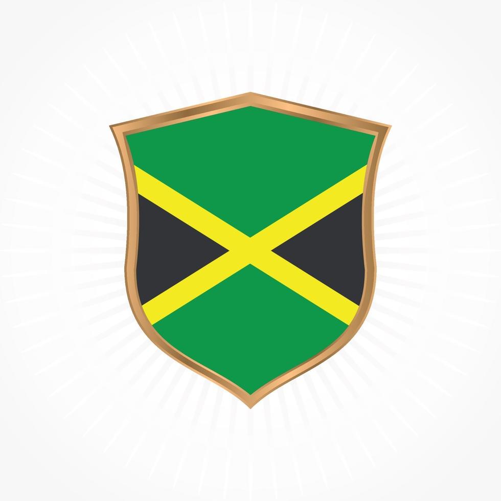vecteur de drapeau jamaïque avec cadre de bouclier
