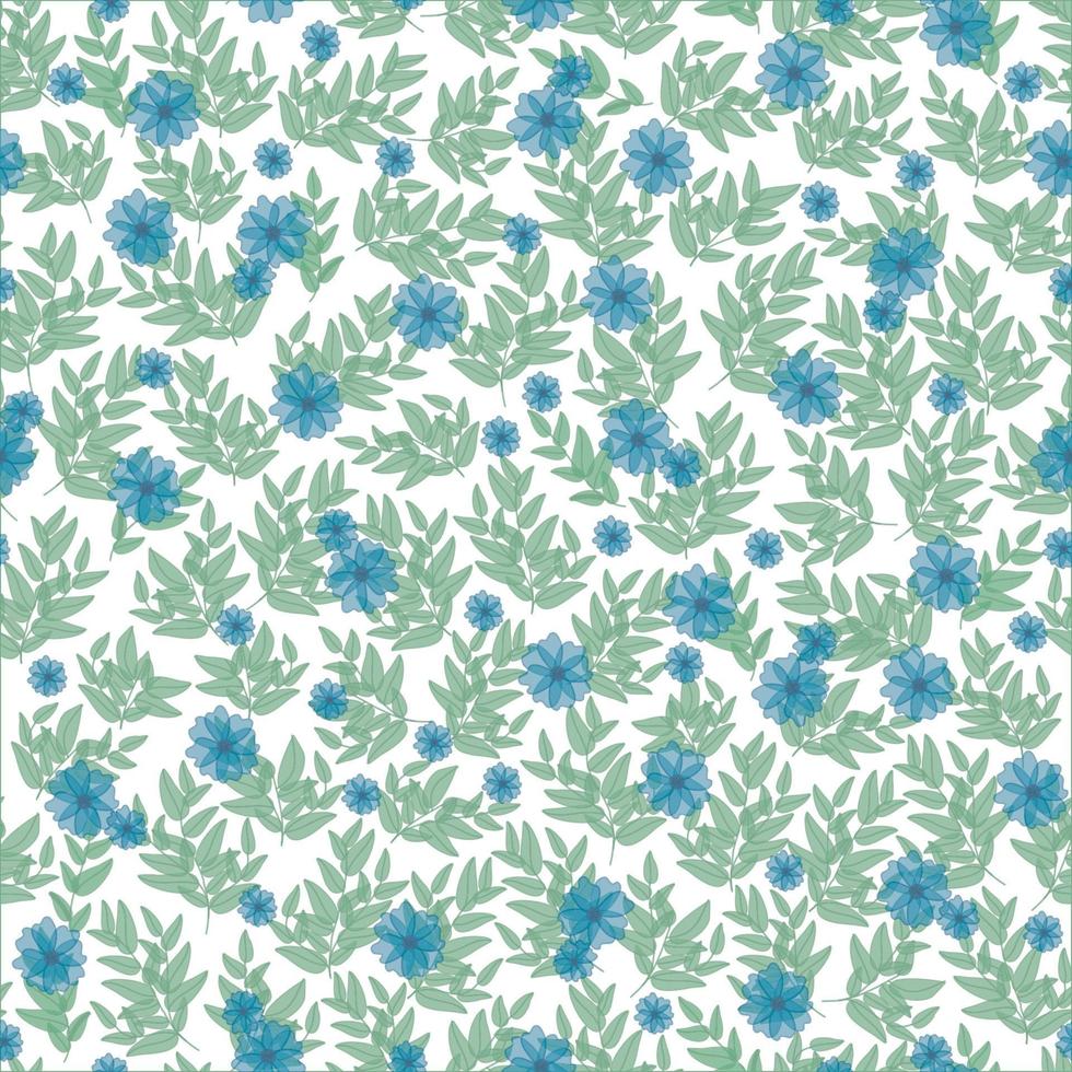 joli motif floral. jolies fleurs printanières sur fond blanc. impression avec de petites fleurs bleues d'été. vecteur