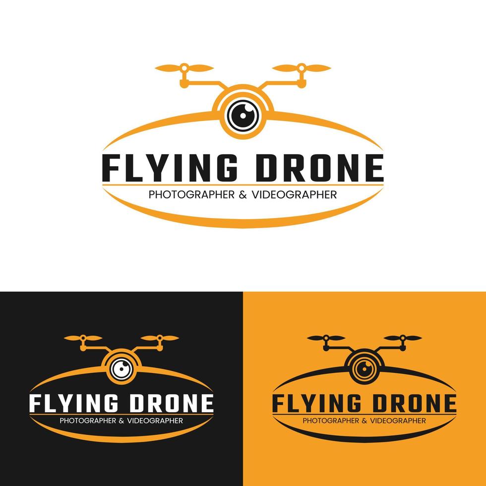 modèle de conception de logo de photographie de drone volant vecteur