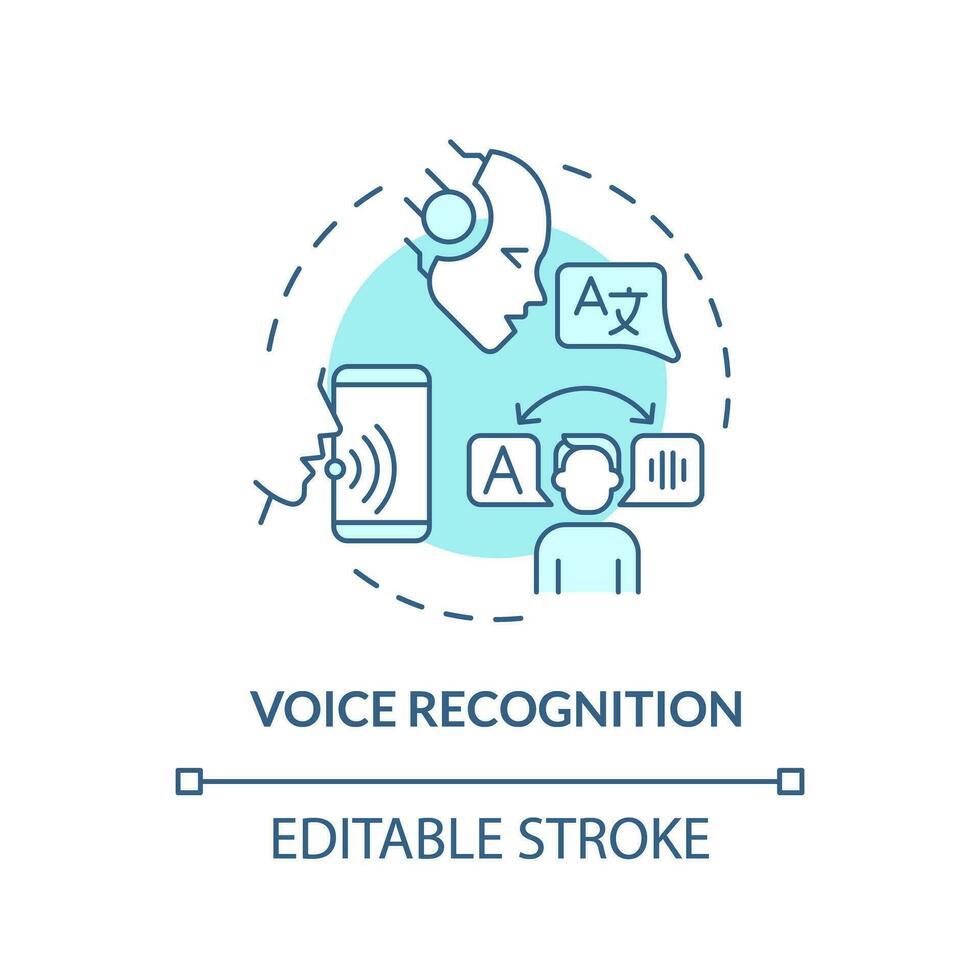 2d modifiable voix reconnaissance mince ligne bleu icône concept, isolé vecteur, illustration représentant voix assistant. vecteur