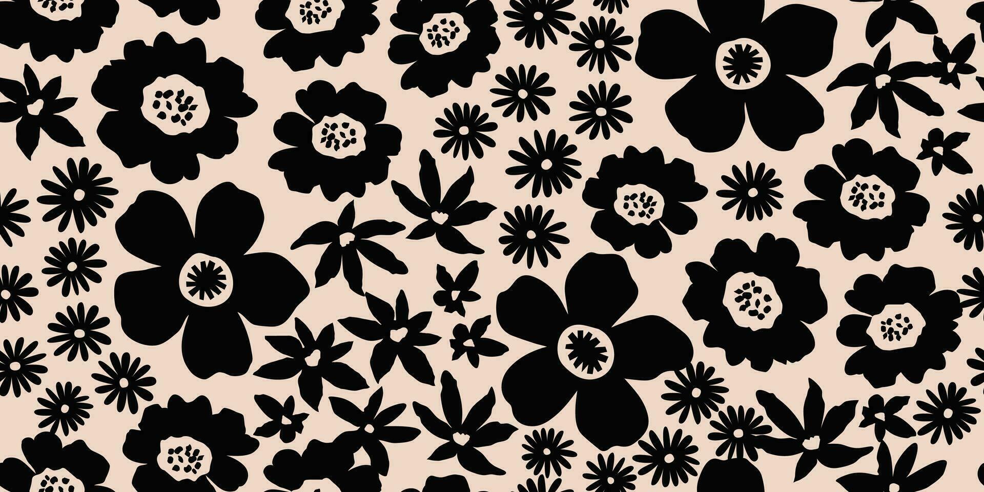 fleur sans couture Contexte. minimaliste abstrait floral modèle. moderne impression dans noir et blanc Contexte. idéal pour textile conception, fond d'écran, couvertures, cartes, invitations et affiches. vecteur