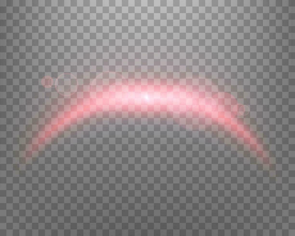 rouge la magie cambre avec embrasé particules, scintille et points. néon réaliste énergie éclater cambre. abstrait lumière effet. vecteur illustration.