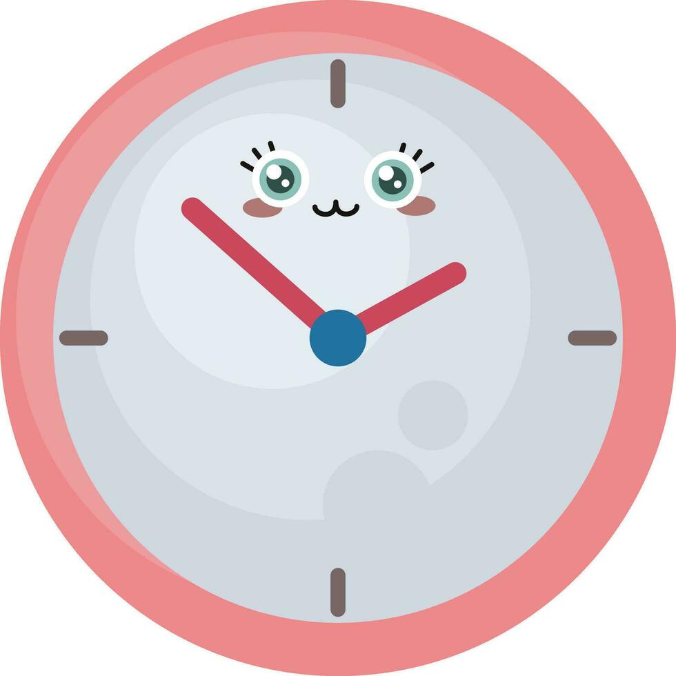 rouge l'horloge avec yeux, illustration, vecteur sur blanc Contexte