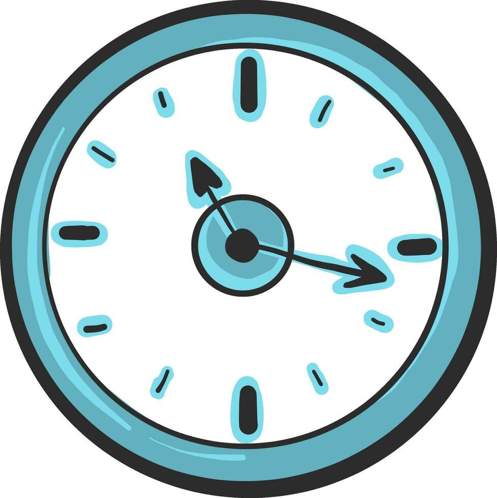 bleu gros horloge, illustration, vecteur sur blanc Contexte