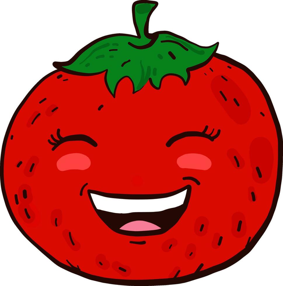 Happy tomato, illustration, vecteur sur fond blanc