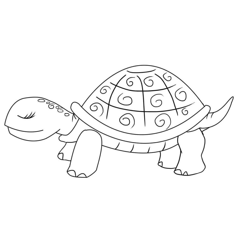 illustration de vecteur animal tortue mignon dessinés à la main isolé dans un fond blanc