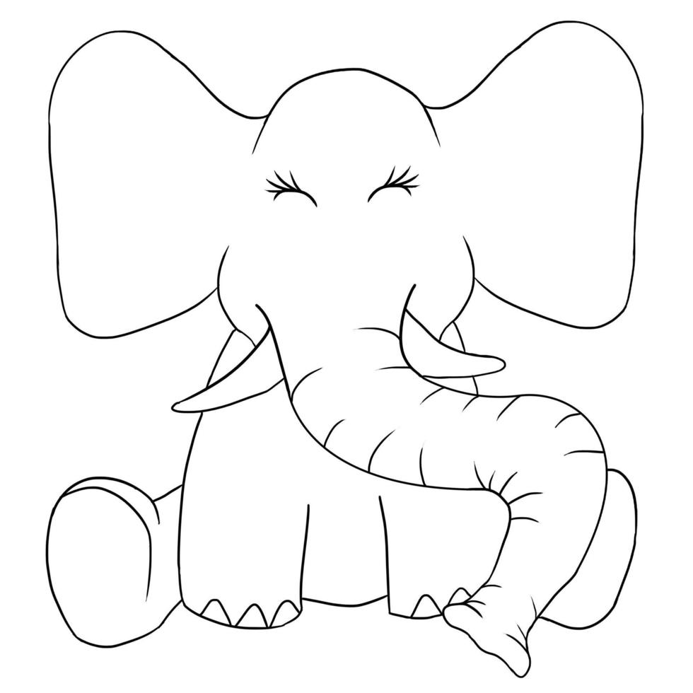 illustration de vecteur animal éléphant mignon dessiné à la main isolé dans un fond blanc