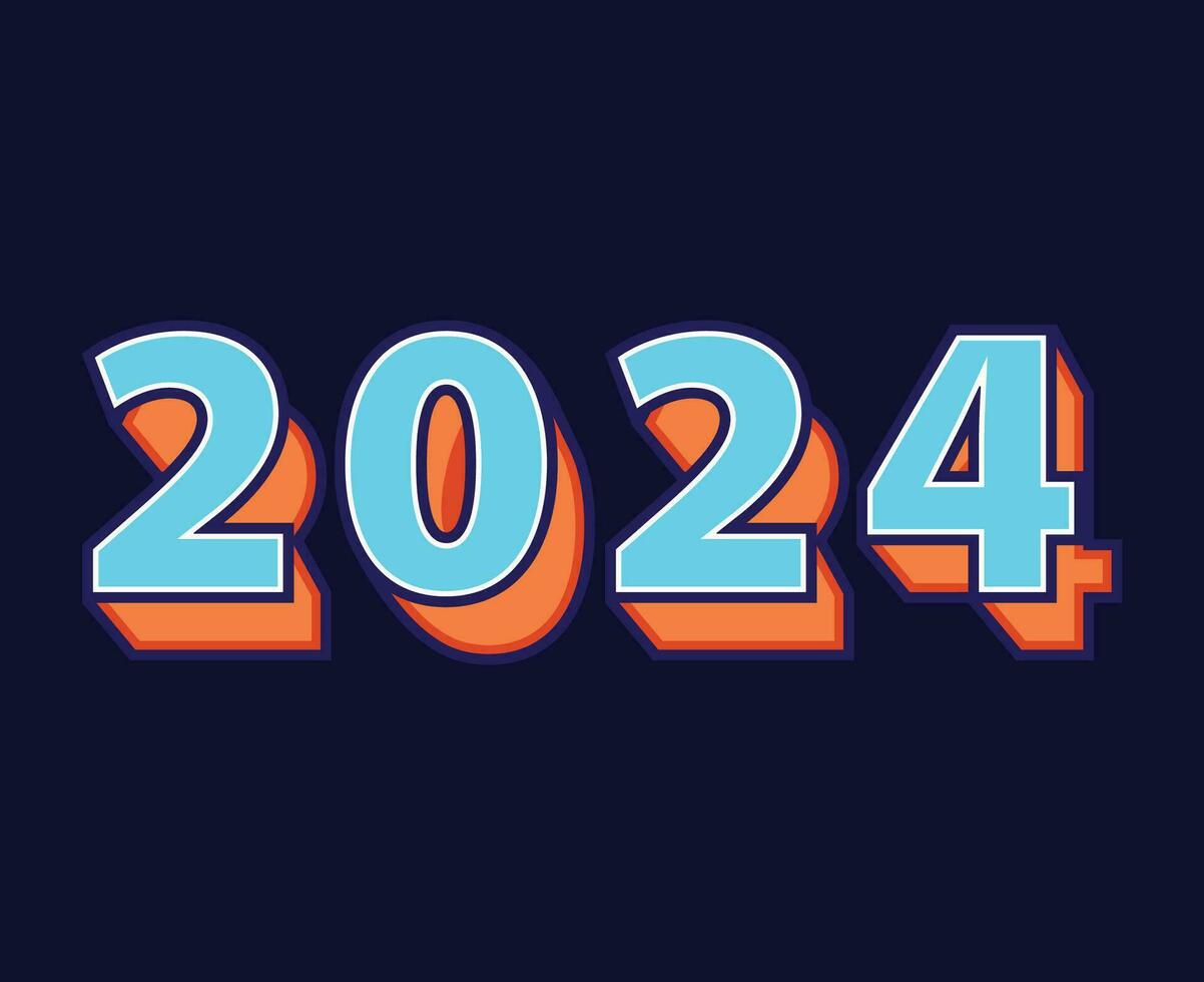 2024 content Nouveau année abstrait cyan et Orange graphique conception vacances vecteur logo symbole illustration avec bleu Contexte