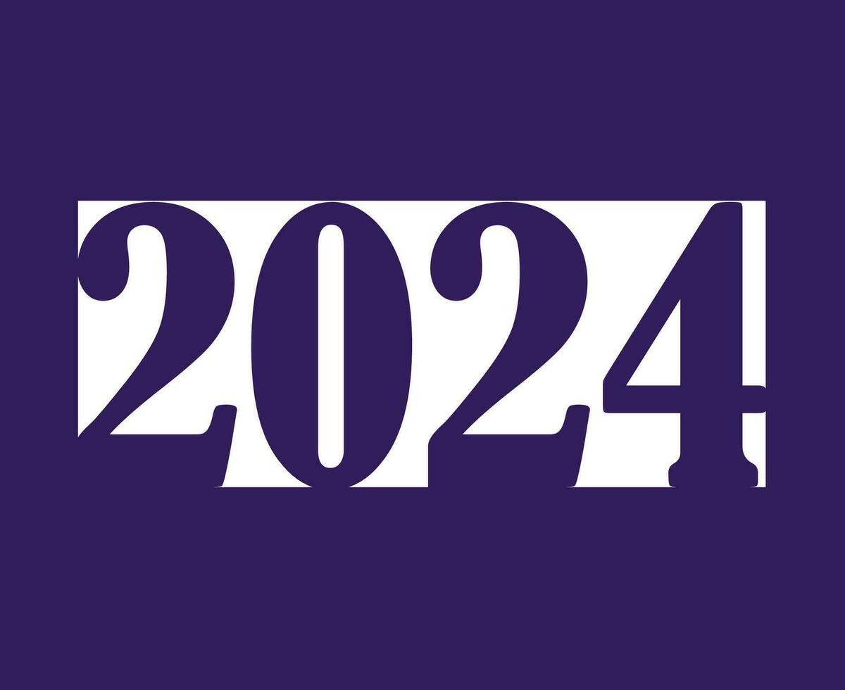 2024 content Nouveau année abstrait blanc graphique conception vacances vecteur logo symbole illustration avec violet Contexte