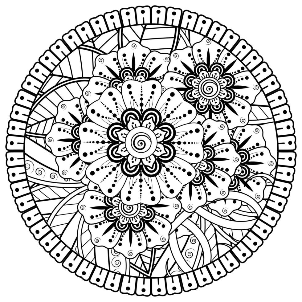 motif circulaire en forme de mandala avec fleur pour henné, mehndi, tatouage, décoration. vecteur