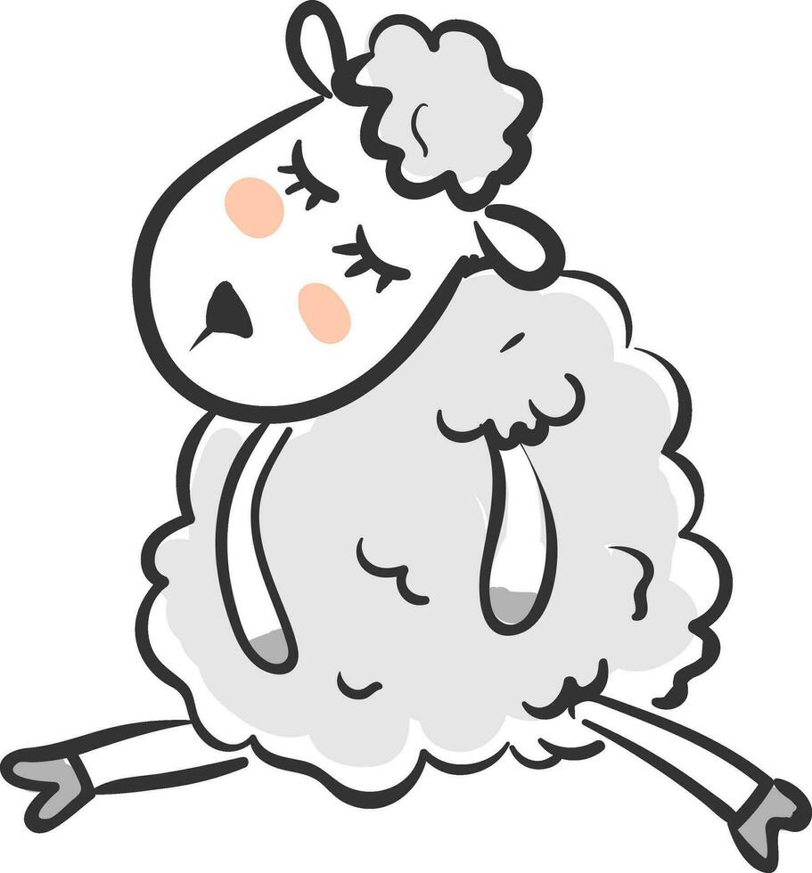 clipart de une mignonne mouton, dormant, vecteur ou Couleur illustration