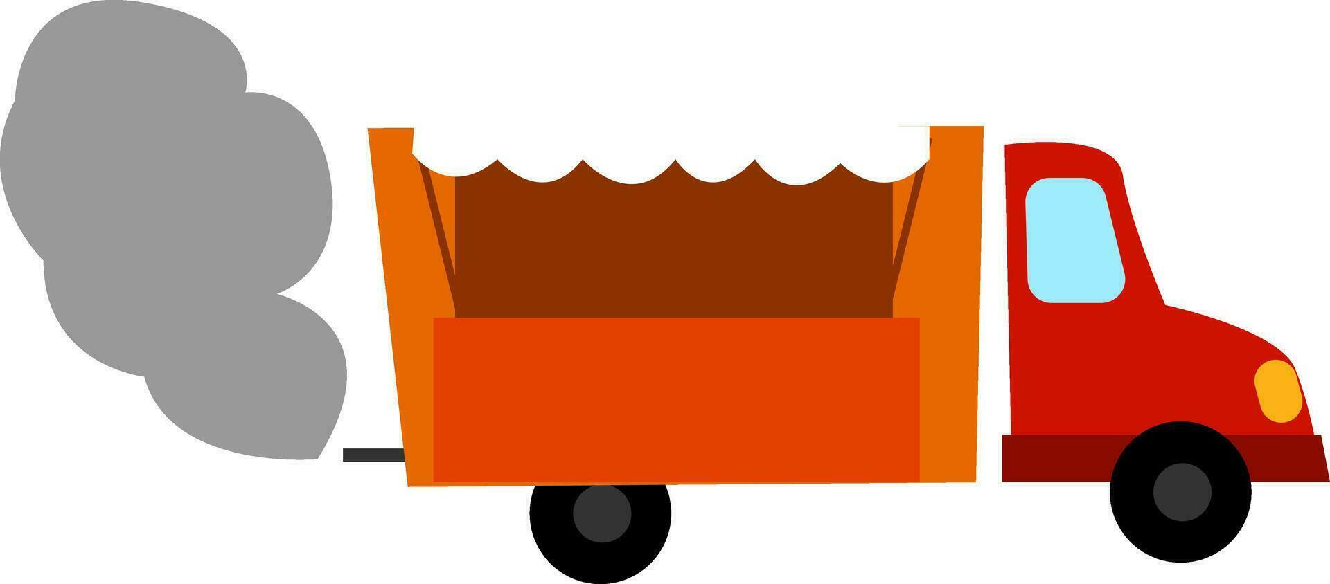 clipart de un Orange déverser un camion émettant fumée, vecteur ou Couleur illustration