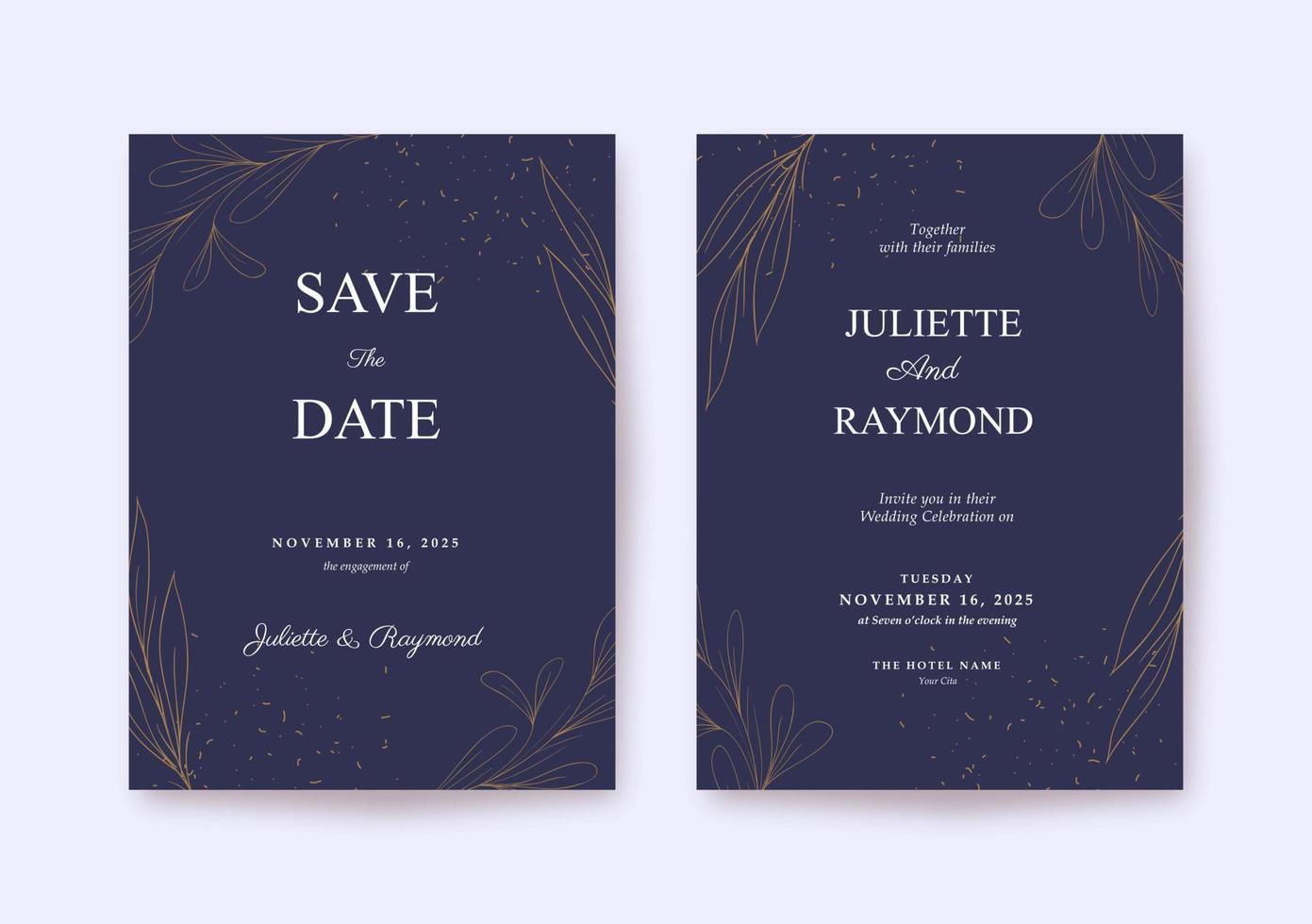 modèle d'invitation de mariage de luxe et élégant vecteur