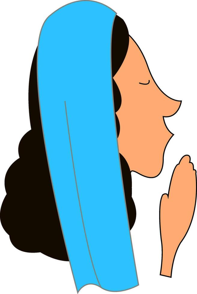 clipart de le visage de une prier femme ensemble isolé sur blanc Contexte vu de le côté, vecteur ou Couleur illustration