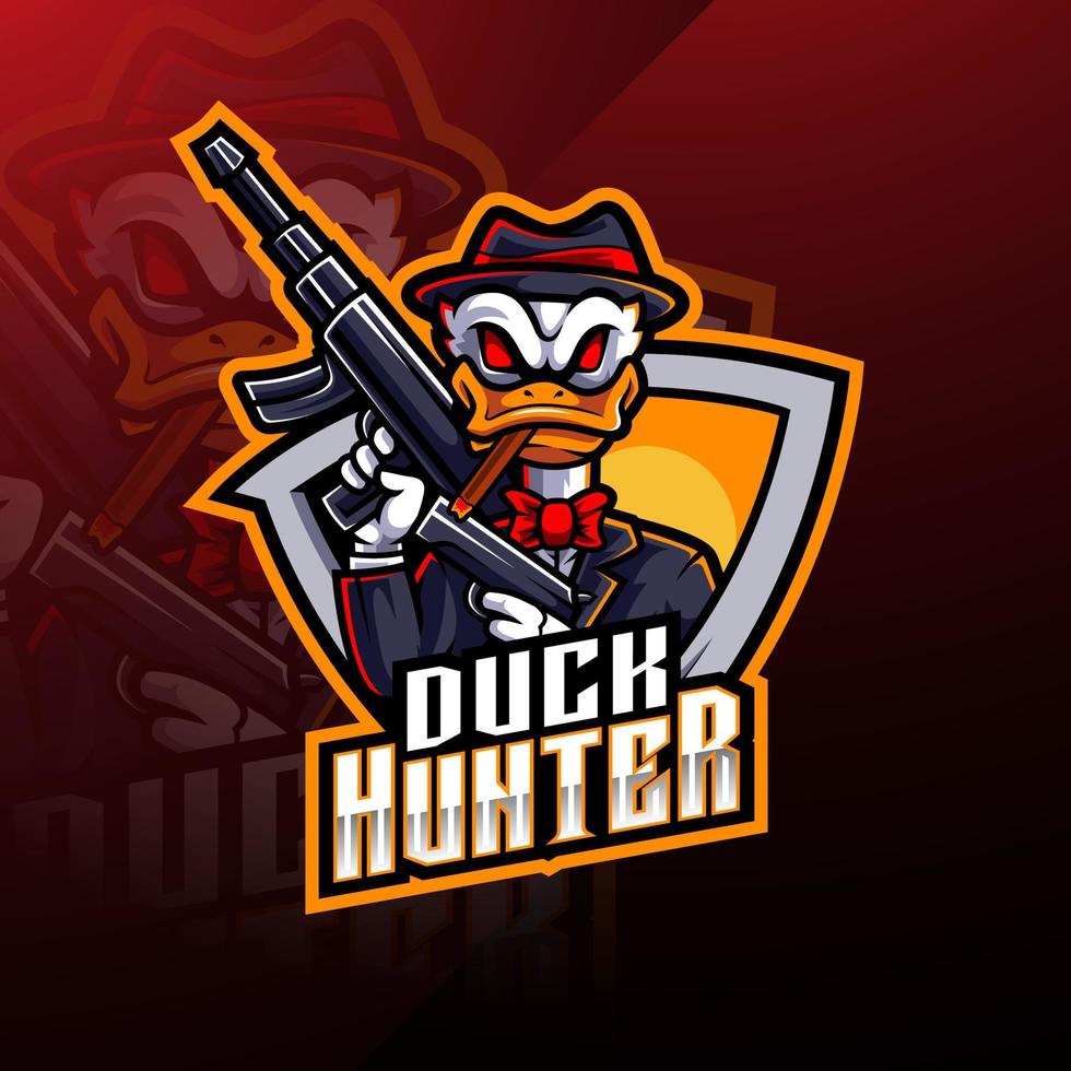 création de logo de mascotte esport chasseur de canard vecteur