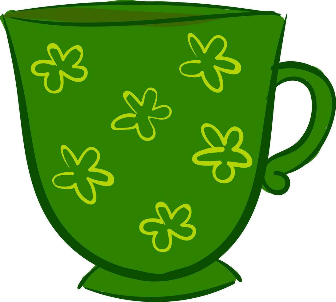 vert floral tasse., vecteur ou Couleur illustration.