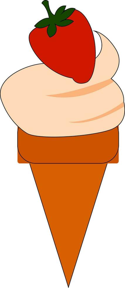 clipart de une cône la glace crème surmonté avec une entier fraise vecteur ou Couleur illustration